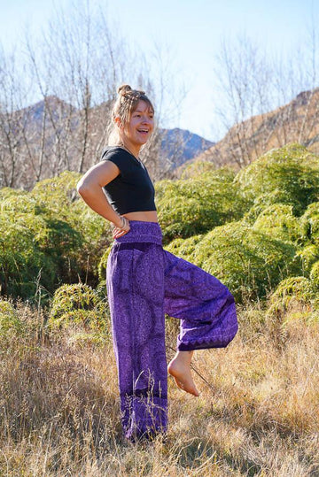 Kickflare Pants-CLOTHING / PANTS-Big Colour (THA)-Flower Mandala-Purple-The Outpost NZ