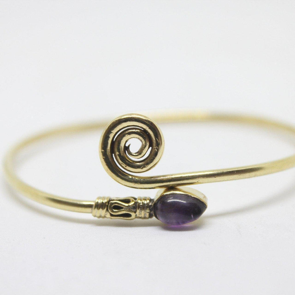 Koru Stone Brass Bangle-SALE/BANGLE-Not specified-Red-The Outpost NZ