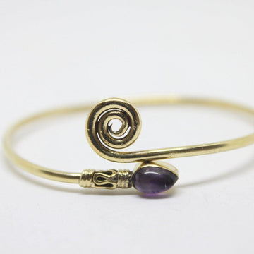 Koru Stone Brass Bangle-SALE/BANGLE-Not specified-Red-The Outpost NZ