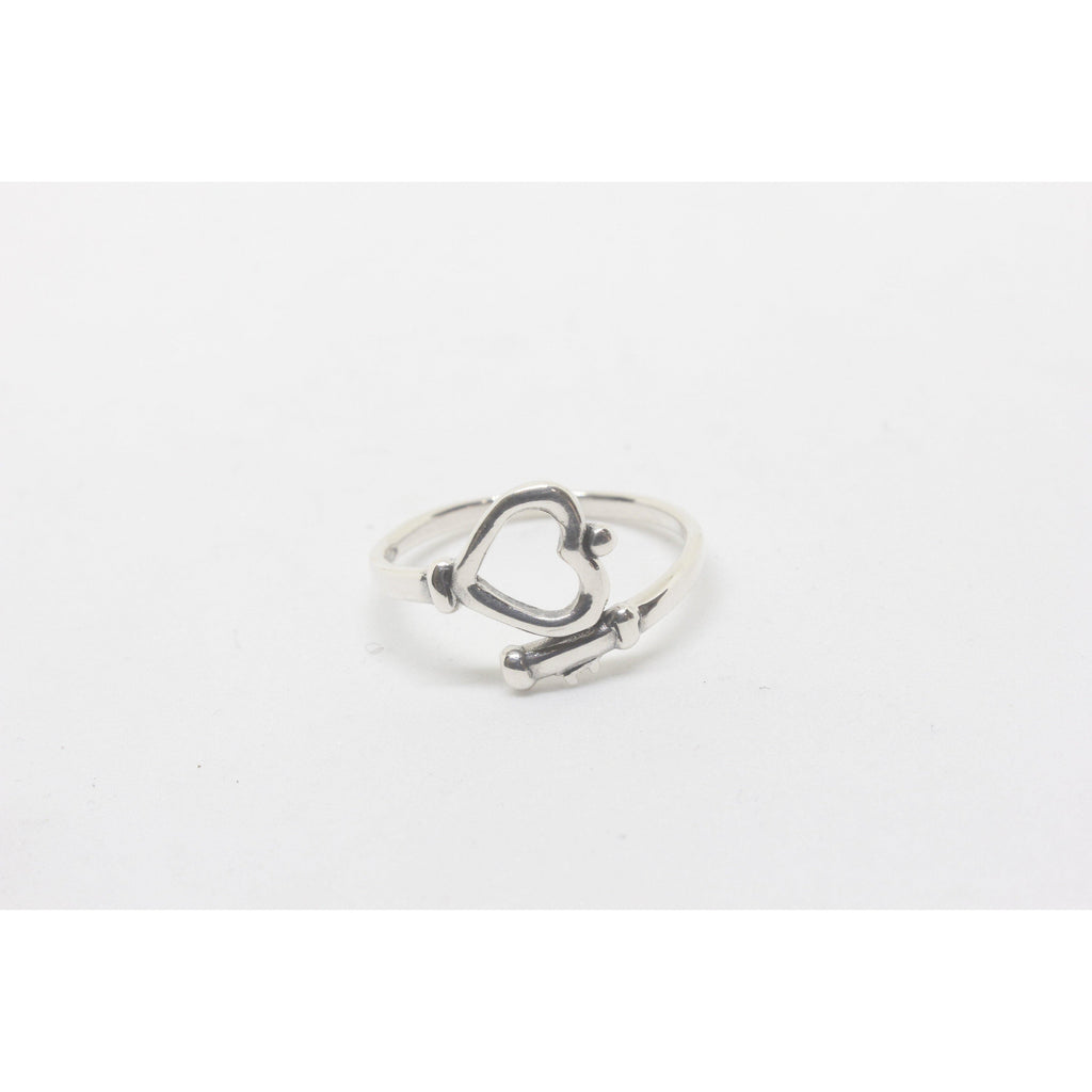Lea Hollow Heart Silver Ring-JEWELLERY / RINGS-Silver Lion (THA)-52-The Outpost NZ