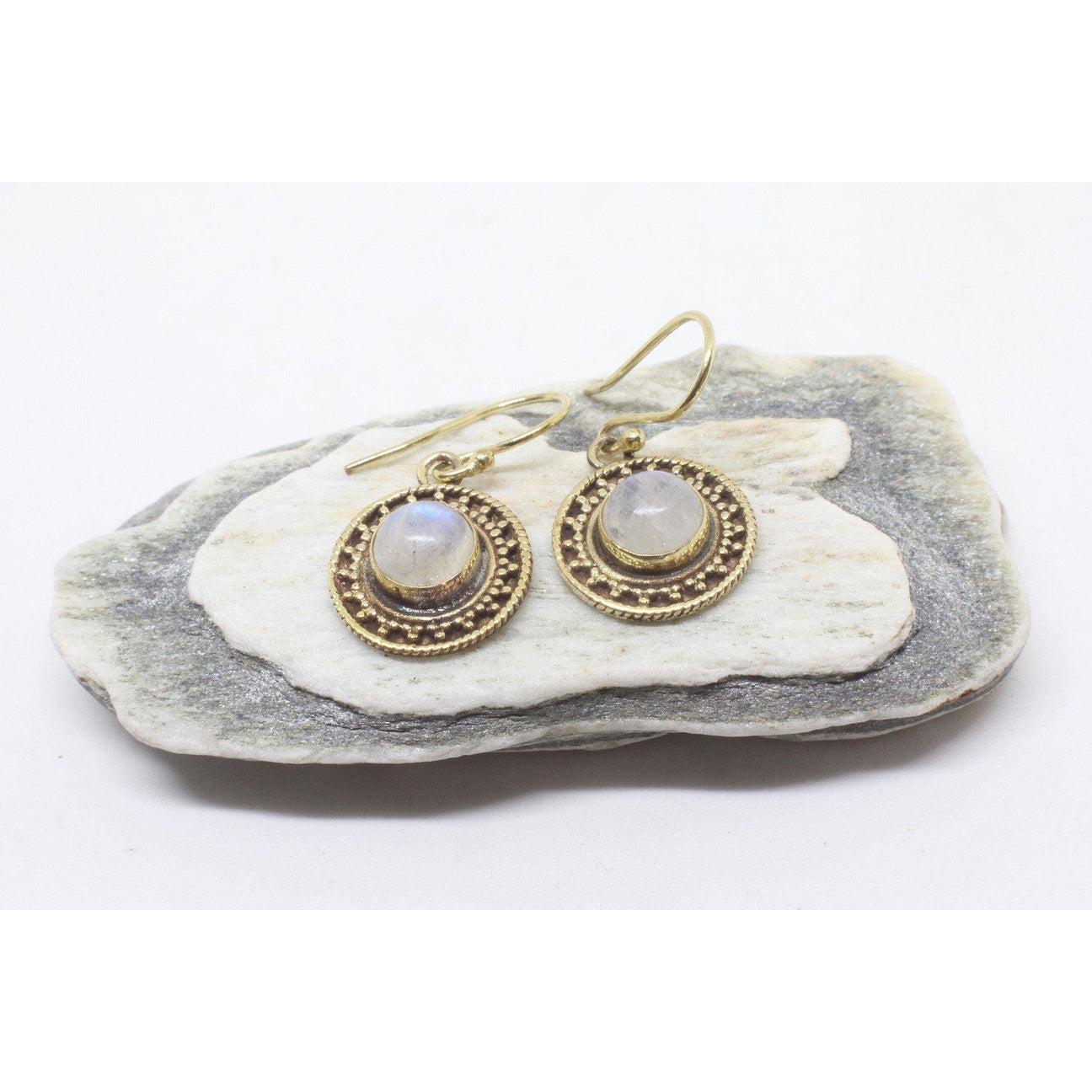 Mahtab Brass Earrings-JEWELLERY / EARRINGS-Gopal Brass Man (IND)-Moonstone-The Outpost NZ