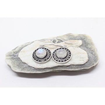 Mahtab Silver Plated Earrings-JEWELLERY / EARRINGS-Gopal Brass Man (IND)-Moonstone-The Outpost NZ