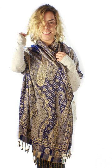 Mandala Paisley Shawl-ACCESSORIES / SCARVES-Preet Store (IND)-Blue-The Outpost NZ