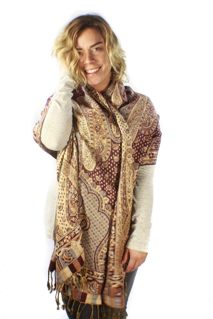 Mandala Paisley Shawl-ACCESSORIES / SCARVES-Preet Store (IND)-Purple-The Outpost NZ