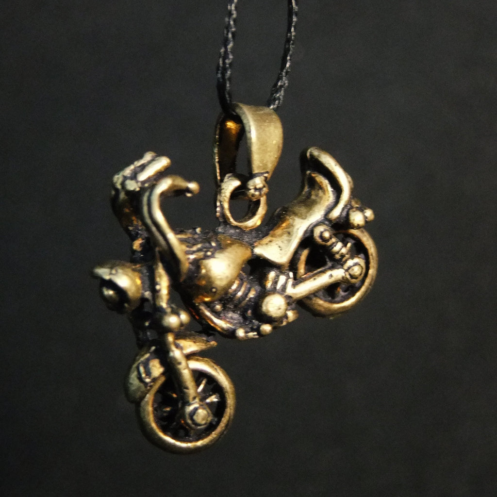 Movable Motorbike Pendant-JEWELLERY / NECKLACE & PENDANT-Not specified-Brass-The Outpost NZ