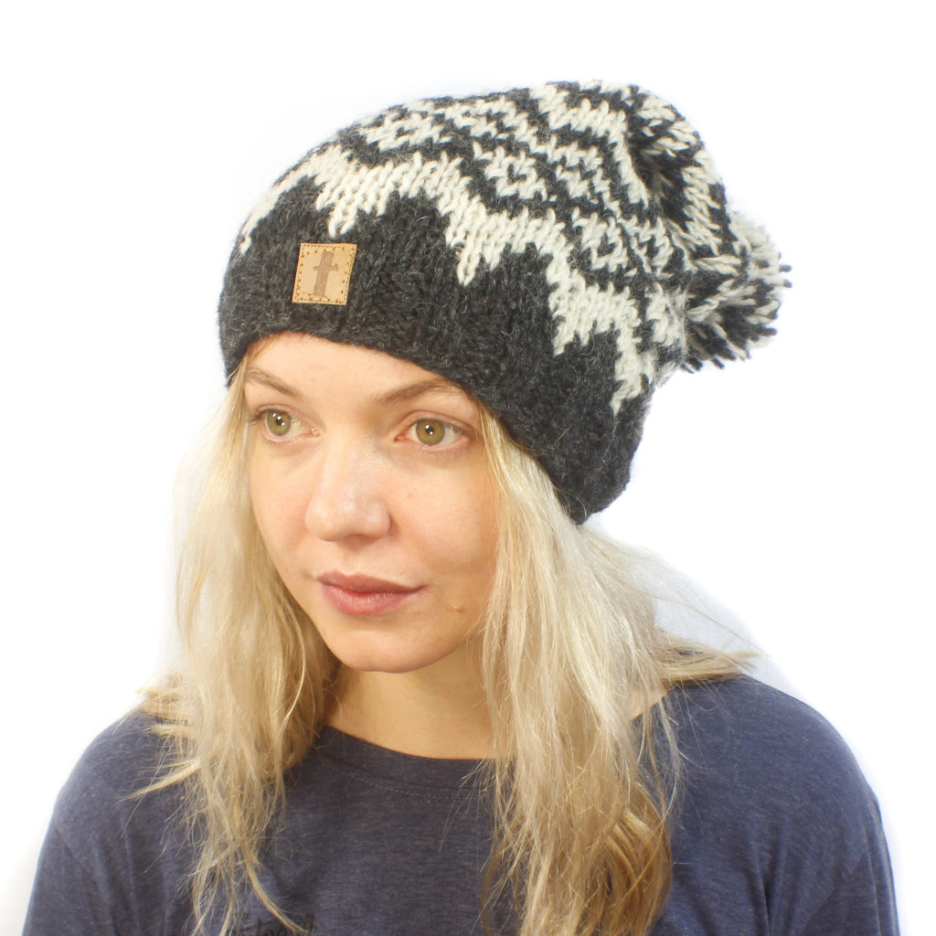 Nat Diamond Beanie-ACCESSORIES / BEANIES-Sweater & Pashmina House (NEP)-D Grey White-The Outpost NZ
