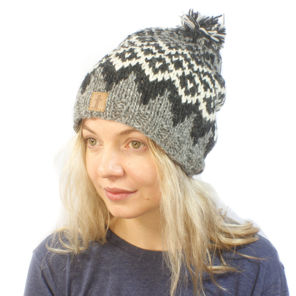 Nat Diamond Beanie-ACCESSORIES / BEANIES-Sweater & Pashmina House (NEP)-Grey Black-The Outpost NZ