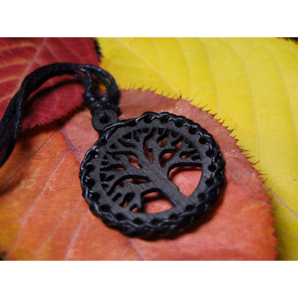 Neo Wooden Pendant Necklace-JEWELLERY / NECKLACE & PENDANT-Wattanaporn (THA)-Tree-Black-The Outpost NZ