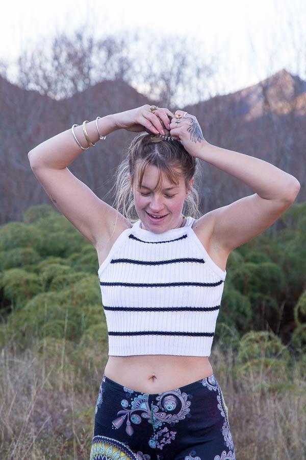 Nova Knitted Striped Top-CLOTHING / TOPS-Wooly (THA)-White & Black-The Outpost NZ