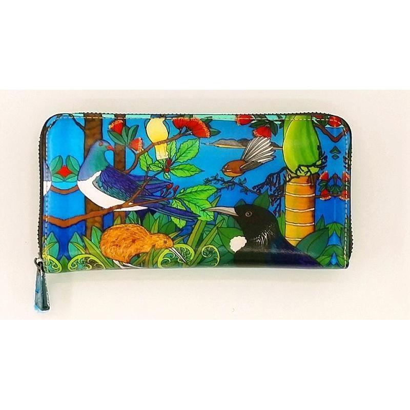 NZ Artwork Leather Wallet-NZ ACCESSORIES-AM Trading (NZ)-Kereru / Long-The Outpost NZ