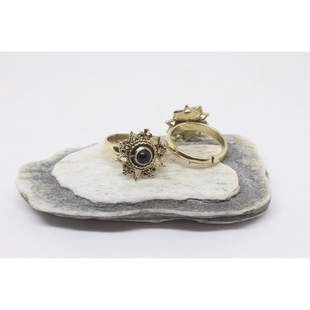 Odelia Brass Ring-JEWELLERY / RINGS-Gopal Brass Man (IND)-Amethyst-The Outpost NZ