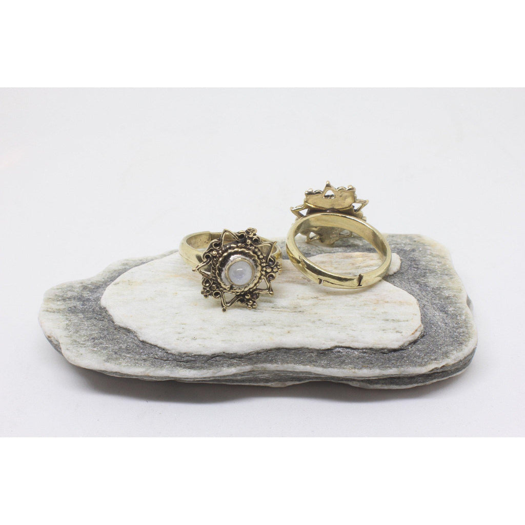 Odelia Brass Ring-JEWELLERY / RINGS-Gopal Brass Man (IND)-Moonstone-The Outpost NZ