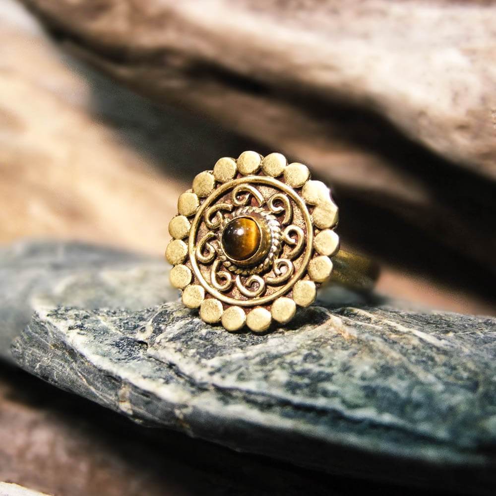 Onora Brass Ring-RINGS-Not specified-Tigers Eye-The Outpost NZ
