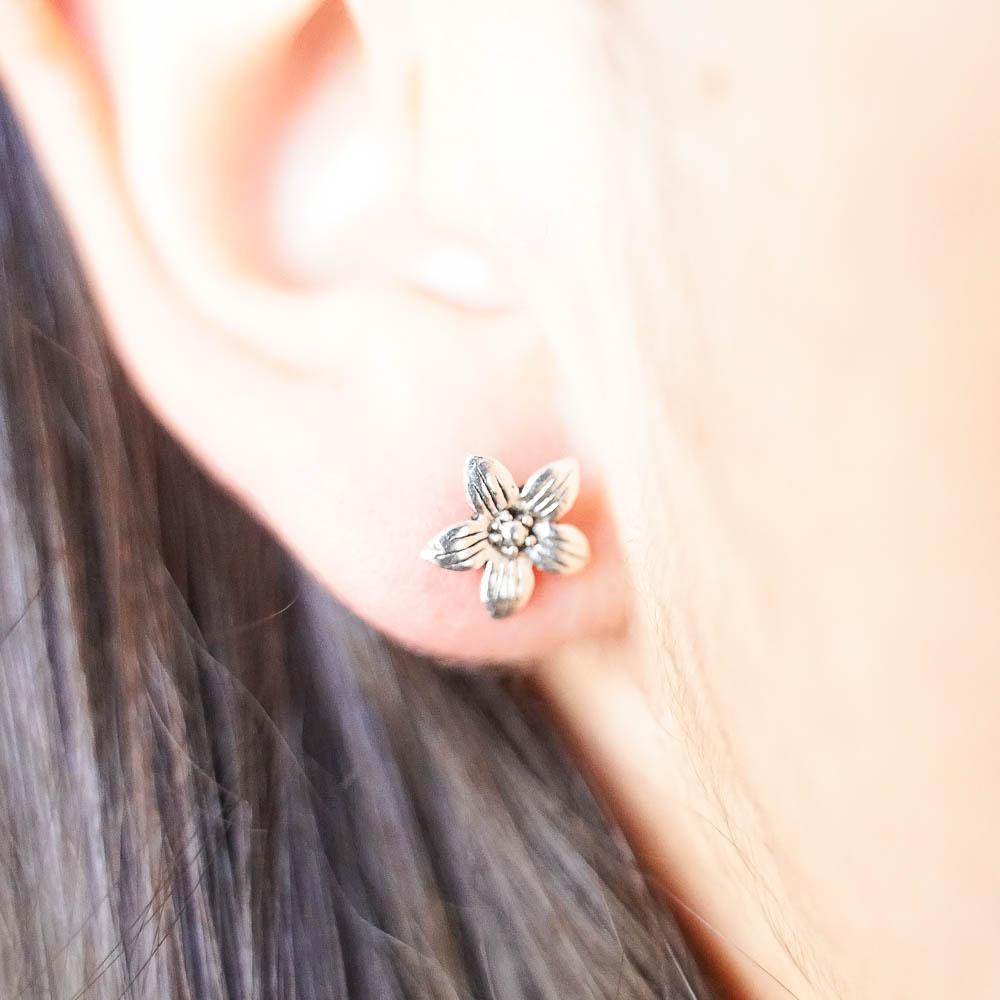 Orchid Silver Studs-JEWELLERY / EARRINGS-Mimi Silver (THA)-The Outpost NZ