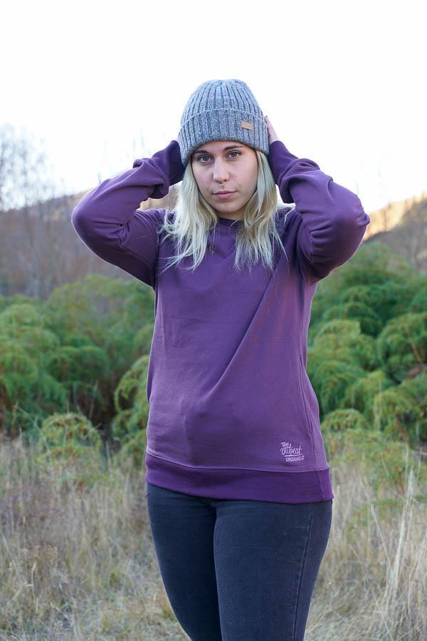 Organic Cotton Sweatshirt-CLOTHING / OUTERWEAR-Trance Trip (NEP)-Plum-S-The Outpost NZ