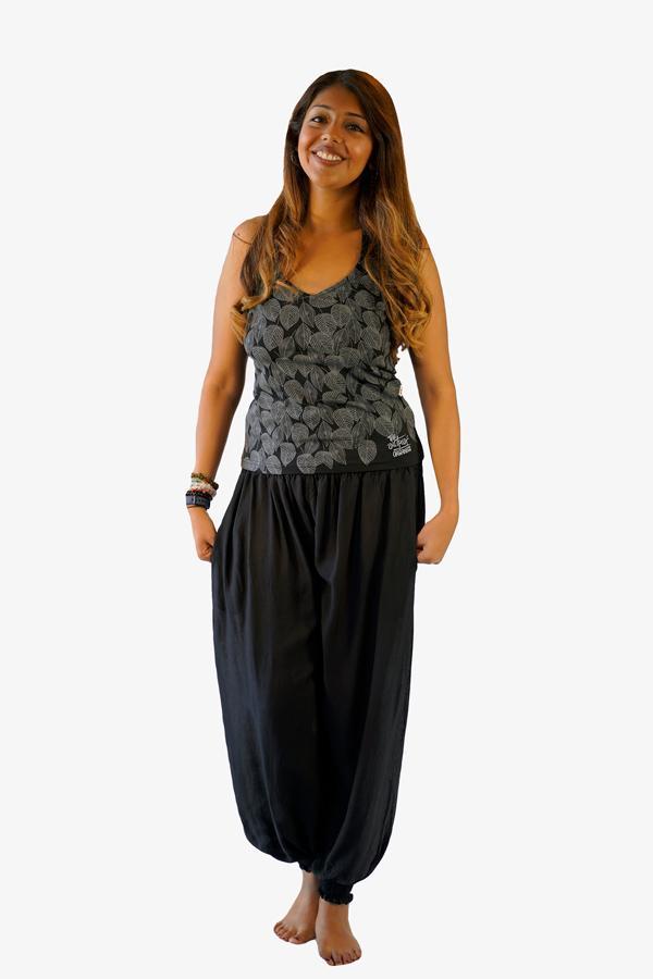 Organic Racerback Top-CLOTHING / TOPS-Trance Trip (NEP)-Leaf-Black-S-The Outpost NZ