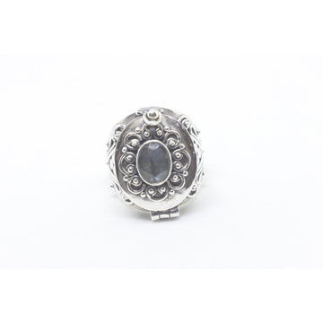 Ori Silver Locket Ring-JEWELLERY / RINGS-Kagdi Jewellery - Carina (IND)-Labradonite-55-The Outpost NZ