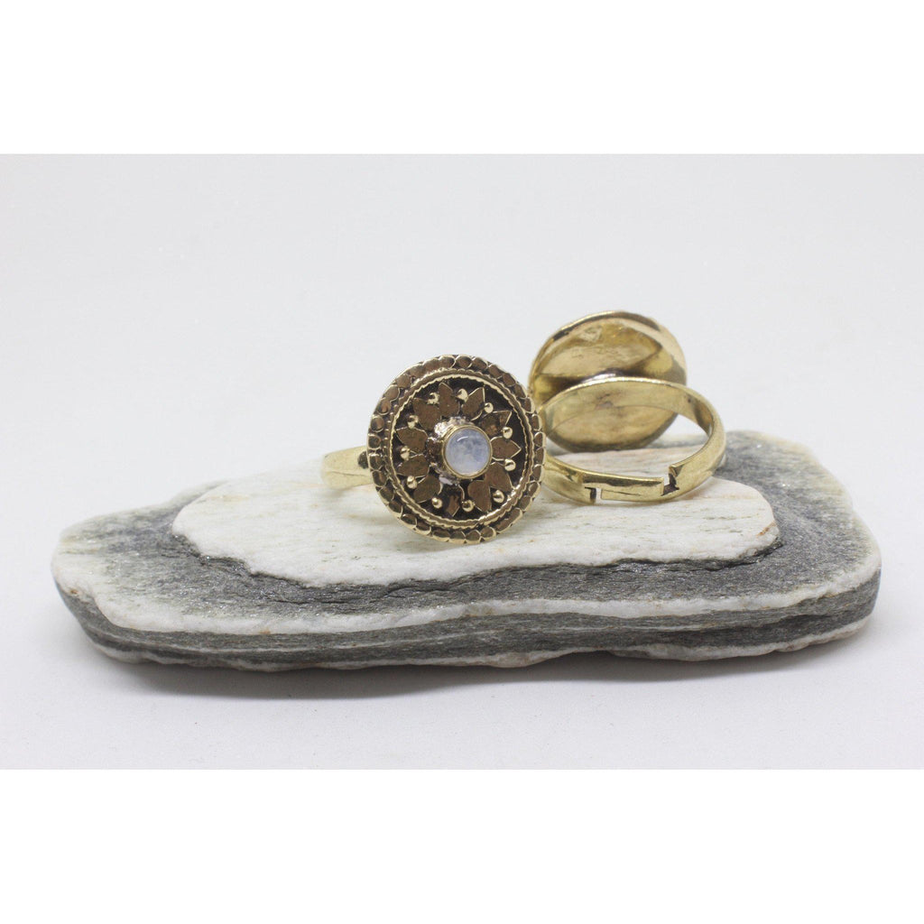 Orla Brass Ring-JEWELLERY / RINGS-Gopal Brass Man (IND)-Moonstone-The Outpost NZ