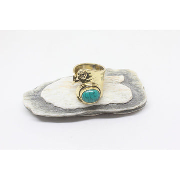 Oval Stone Wrap Brass Ring-RINGS-Not specified-Howlite-The Outpost NZ