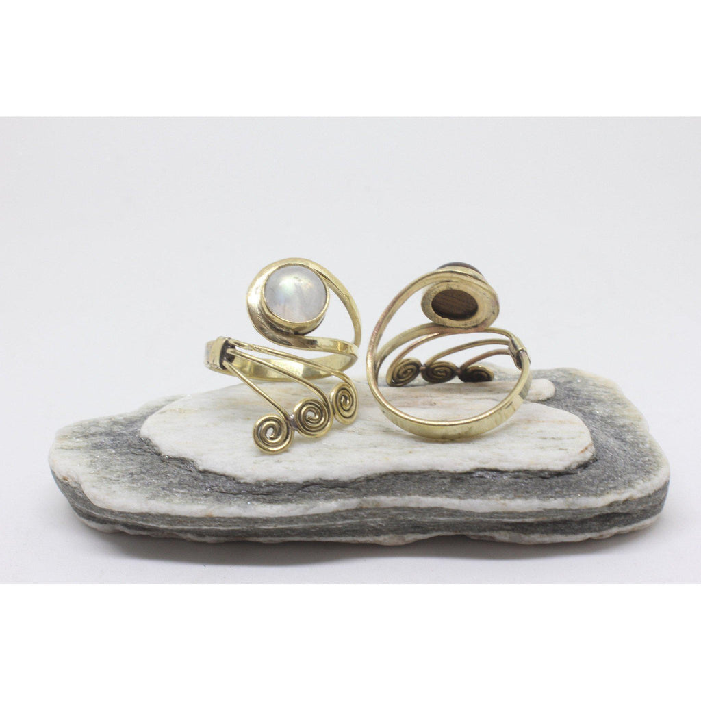 Oydis Brass Ring-JEWELLERY / RINGS-Gopal Brass Man (IND)-Moonstone-The Outpost NZ