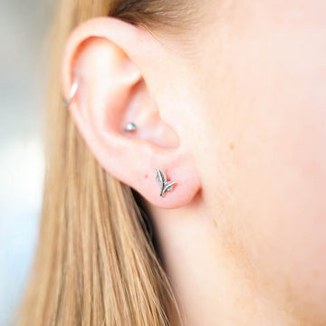 Peace Lilly Leaf Silver Stud Earrings-JEWELLERY / EARRINGS-Mimi Silver (THA)-The Outpost NZ