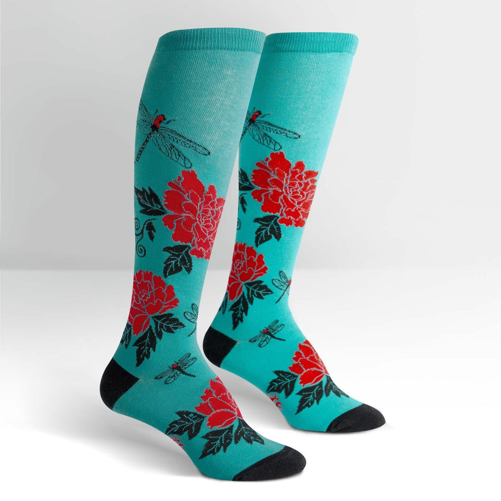 Peonies Female Knee Socks-NZ ACCESSORIES-Espial Marketing Ltd (NZ)-The Outpost NZ