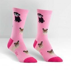 Pink Pug Female Crew Socks-NZ ACCESSORIES-Espial Marketing Ltd (NZ)-The Outpost NZ