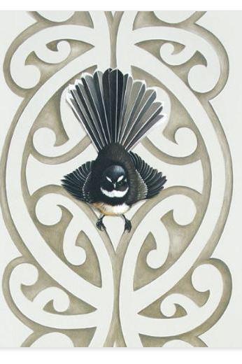 Piwakawakas Kowhaiwhai Detail Note Card-NZ CARDS-Image Vault ltd (NZ)-The Outpost NZ