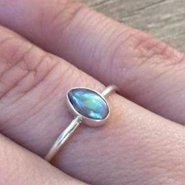 Rare Paua Pearl Silver Ring-JEWELLERY / RINGS-Not specified-52-The Outpost NZ