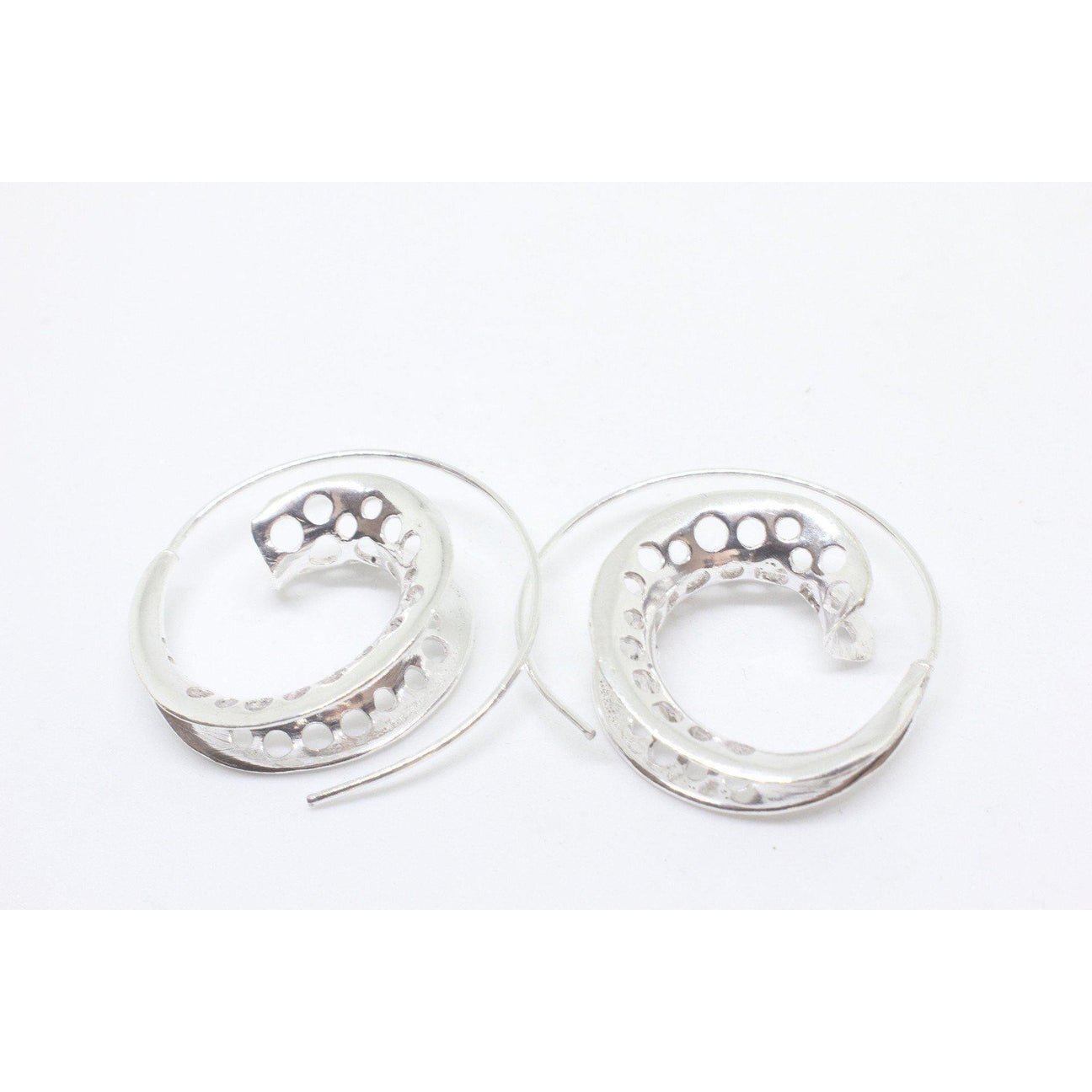Roller Small Silver Plated Earrings-JEWELLERY / EARRINGS-Gopal Brass Man (IND)-The Outpost NZ