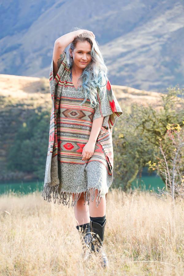 Sage Square Poncho-CLOTHING / PONCHO-ASBA Exports (IND) discontinue-Brush-Olive-The Outpost NZ