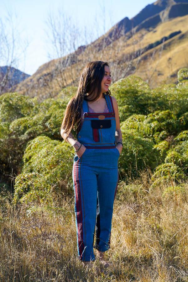 Sascha Stripey Dungarees-CLOTHING / DUNGAS-The Look Fashion (NEP)-Aqua Black-S-The Outpost NZ