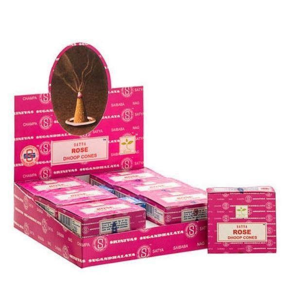 Satya Cones 12 Cones 1 Stand-Incense-Not specified-Champa Rose-The Outpost NZ