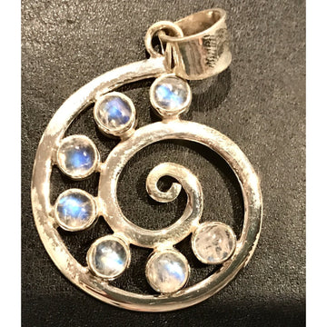 Snail Stone Silver Pendant-JEWELLERY / NECKLACE & PENDANT-Not specified-Moonstone-The Outpost NZ