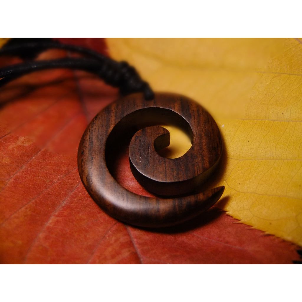 Spiral Koru Narra Wood Pendant-JEWELLERY / NECKLACE & PENDANT-Joe Design (THA)-The Outpost NZ