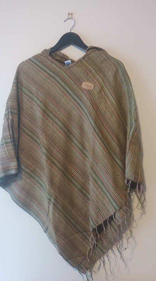 Striped Poncho-CLOTHING / PONCHO-Fancy Cloth House (IND)-Purple-The Outpost NZ