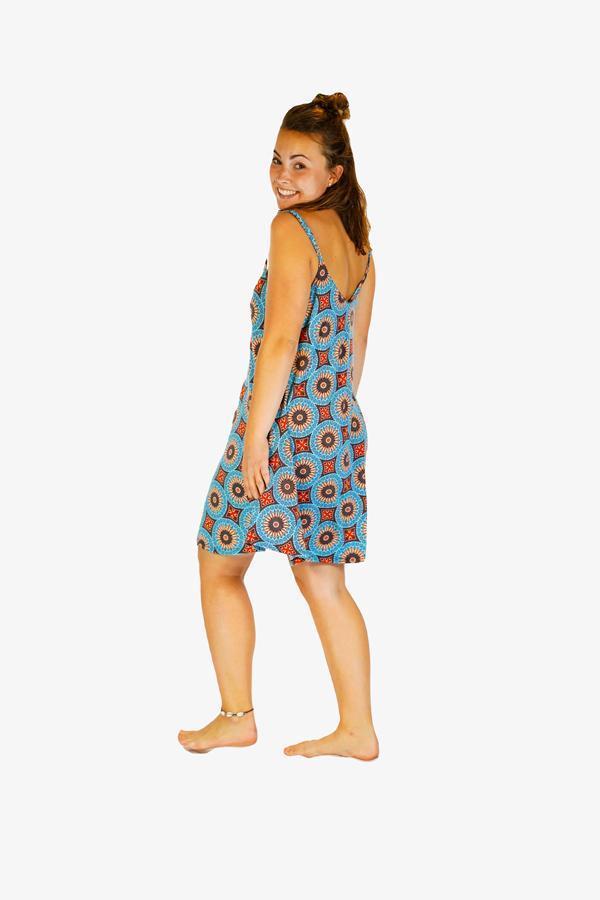 Sunshine Strappy Dress-CLOTHING / DRESS-Sunshine (THA)-Leaf Mandala-Turquoise-The Outpost NZ