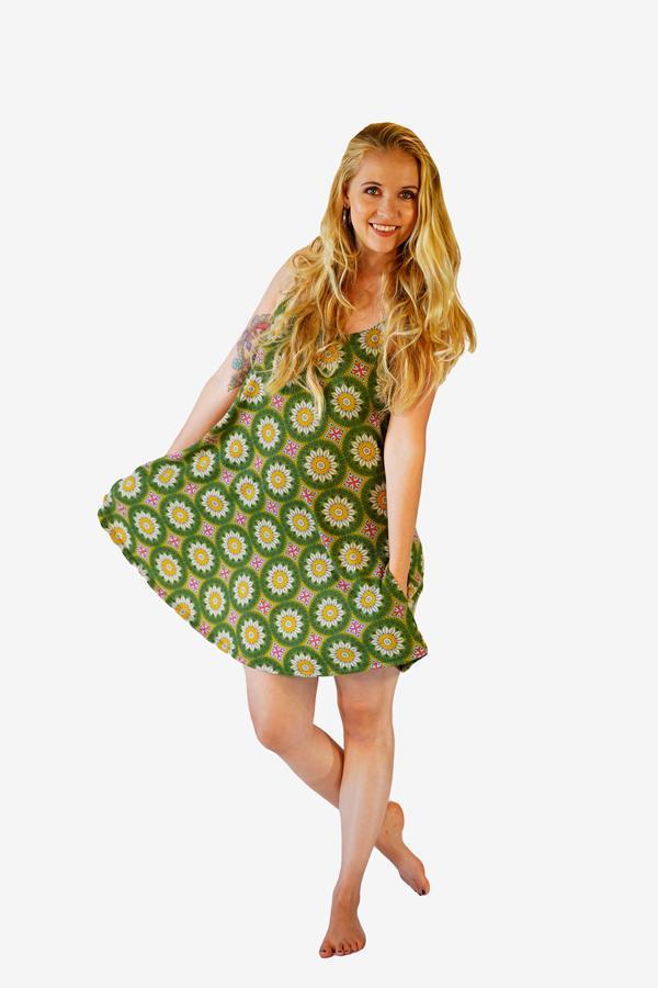 Sunshine Strappy Dress-CLOTHING / DRESS-Sunshine (THA)-Petal Mandala-Green-The Outpost NZ