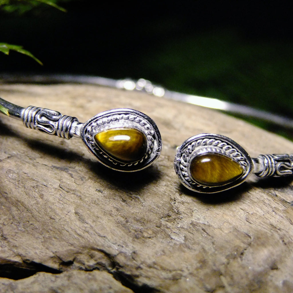 Tear Stone Silver Plated Bangle-JEWELLERY / BANGLE-Gopal Brass Man (IND)-Tigers Eye-The Outpost NZ