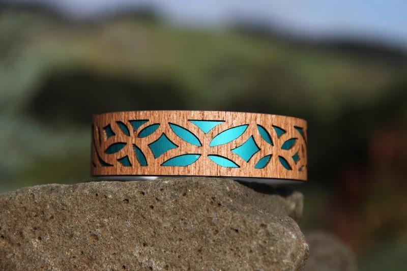 Tivaevae Narrow Cuff-NZ JEWELLERY-Jill Main (NZ)-Teal-The Outpost NZ