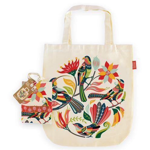 Tote Bag-NZ ACCESSORIES-TofuTree (NZ)-Colourful Birds-The Outpost NZ