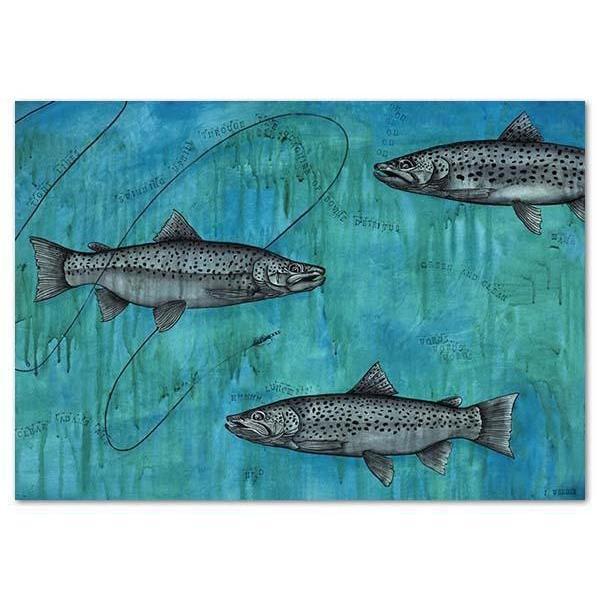 Trout - Tight Lines Canvas By Joanne Webber,NZ ART,The Outpost NZ The Outpost NZ, New Zealand, outpost, Queenstown 