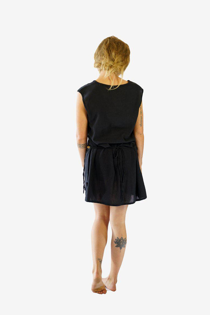 Two Pocket Cotton Dress-CLOTHING / DRESS-Choice Fashion (NEP)-Black-The Outpost NZ
