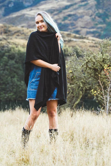 Waterfall Wrap Cardigan-CLOTHING / OUTERWEAR-Zeek (THA)-Black-The Outpost NZ