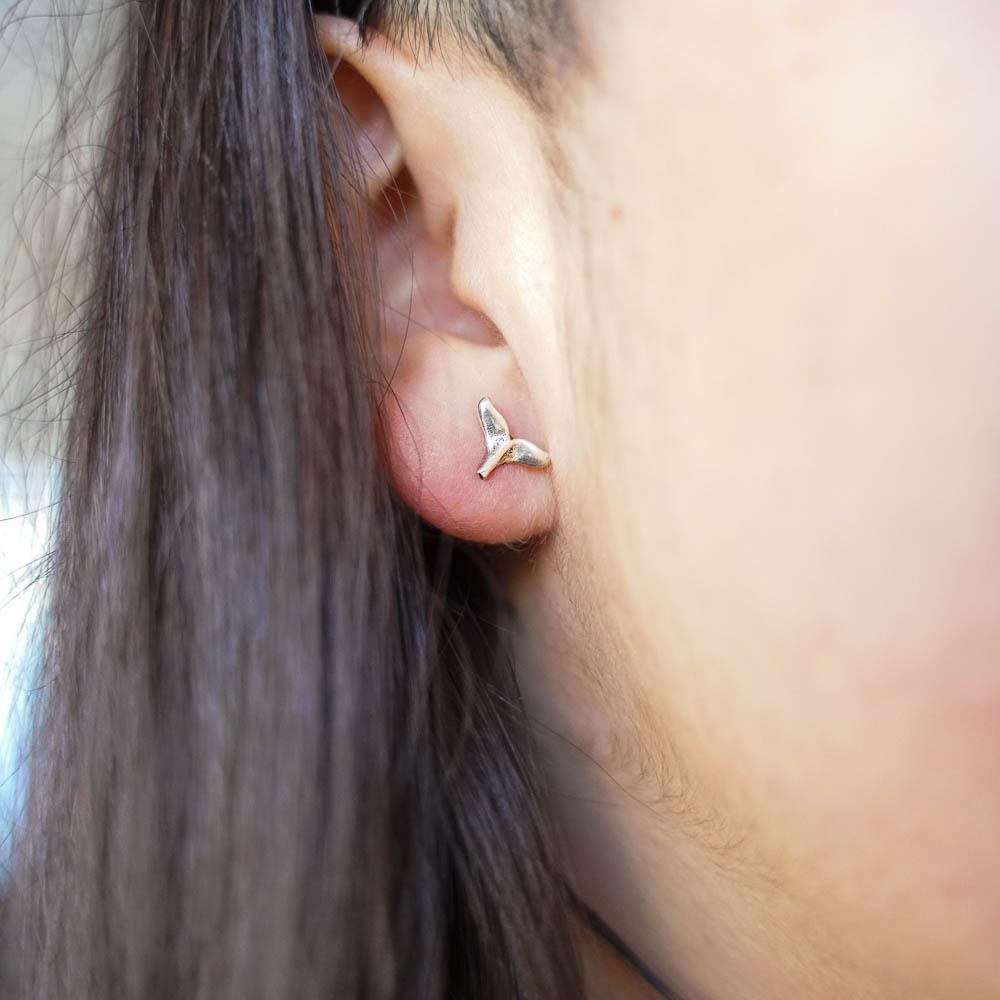 Whale Tail Silver Stud Earrings-JEWELLERY / EARRINGS-Mimi Silver (THA)-The Outpost NZ
