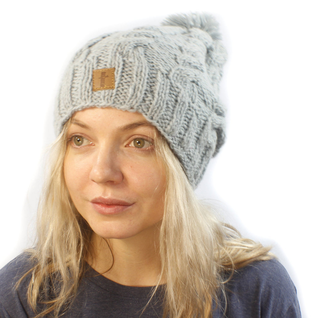 X Long Cable Beanie-ACCESSORIES / BEANIES-Sweater & Pashmina House (NEP)-L Grey-The Outpost NZ
