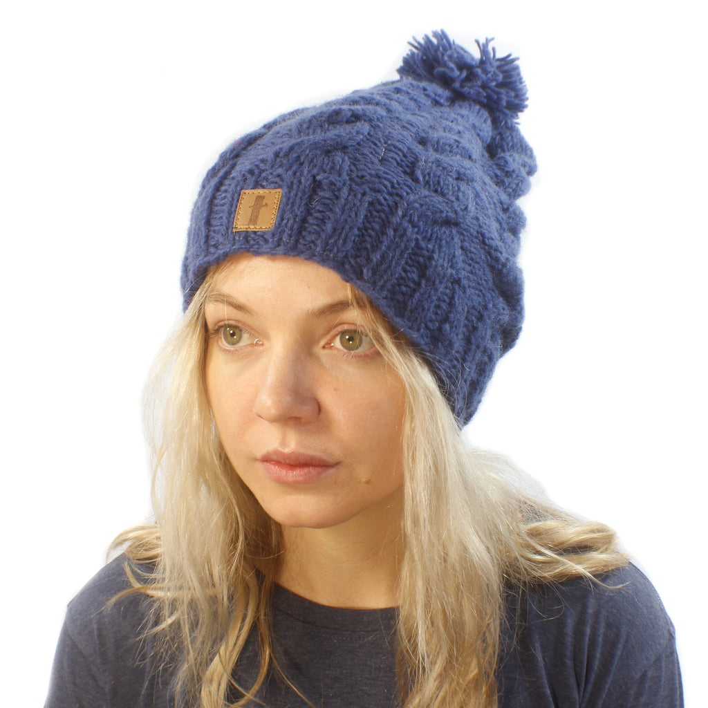 X Long Cable Beanie-ACCESSORIES / BEANIES-Sweater & Pashmina House (NEP)-Royal Blue-The Outpost NZ